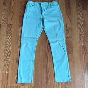 Children’s Place Mint Green Jeans Size 16 Distressed Stretch